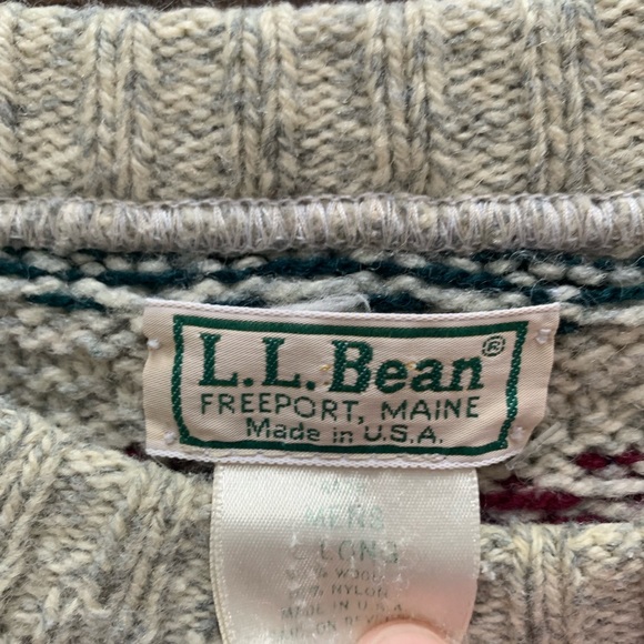 Vintage LL BEAN Mens Size Large Tall Fair Isle Nordic Wool  Made in USA - Picture 3 of 6